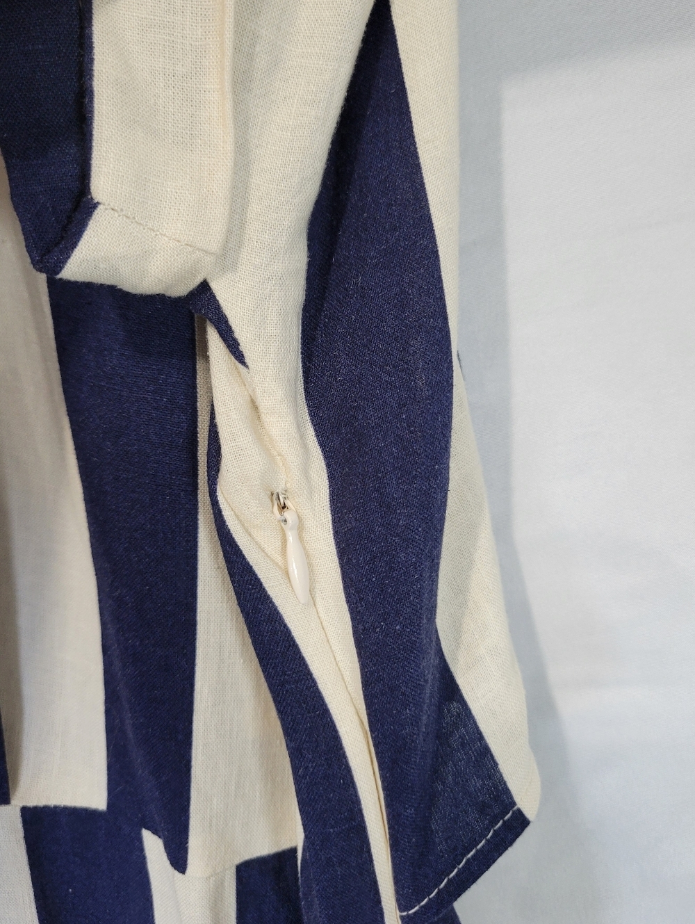 Zara Striped Tiered Linen Blend Cut Out Midi Shirt Dress Nautical Coastal Boho - Picture 10 of 16